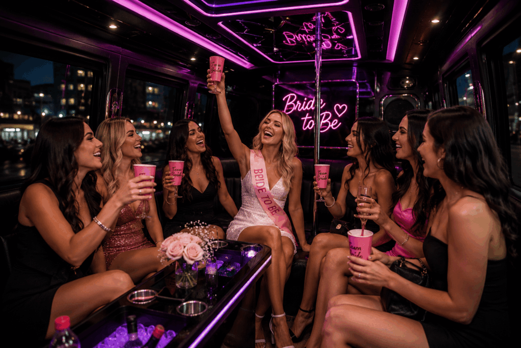 Bachelorette celebration party bus and limo service fullerton orange county